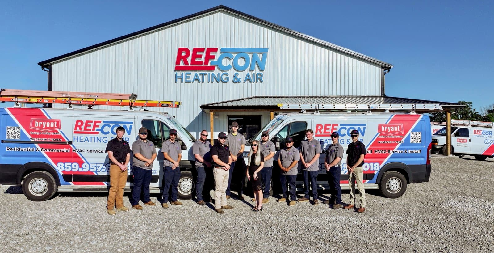 The REF-CON Heating & Air team in front of their Central Kentucky headquarters